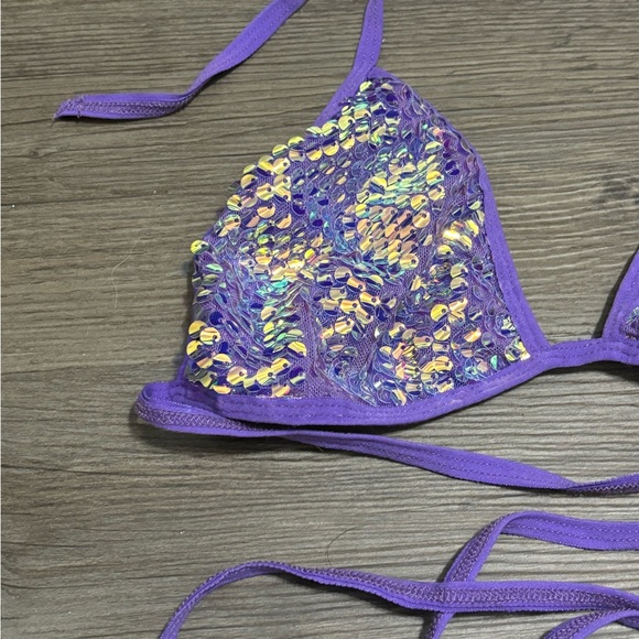NWT Dolls Kill / Club Exx Purple Royal Reef Diva Sequin Wrap Top - Picture 5 of 7